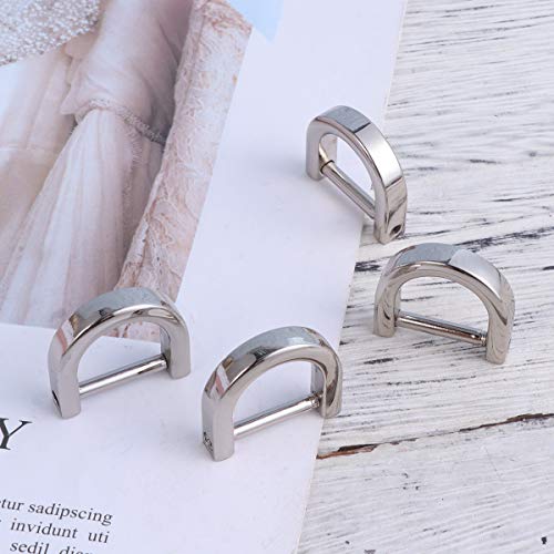 Artibetter anillos en D atornillar grillete en forma de u herradura anillo en D diy artesanía de cuero monedero llavero accesorios para correa 4 piezas
