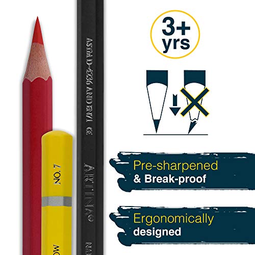 Artina lápices de colores para niños Artilo Set de 72 lápices - Juego XL de pinturas para niños de madera FSC irrompibles – para dibujar y colorear – En casa o colegio