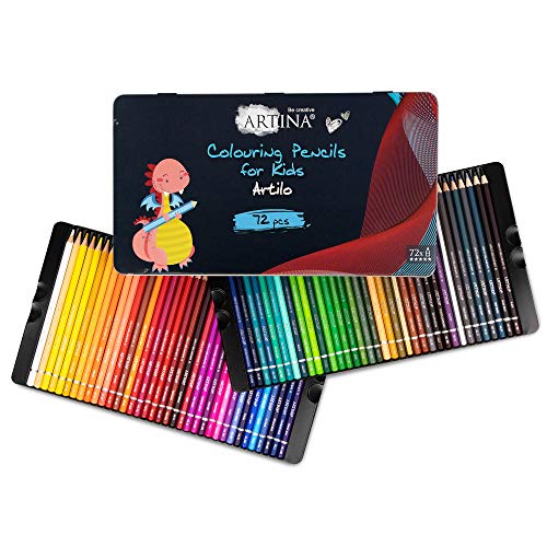 Artina lápices de colores para niños Artilo Set de 72 lápices - Juego XL de pinturas para niños de madera FSC irrompibles – para dibujar y colorear – En casa o colegio