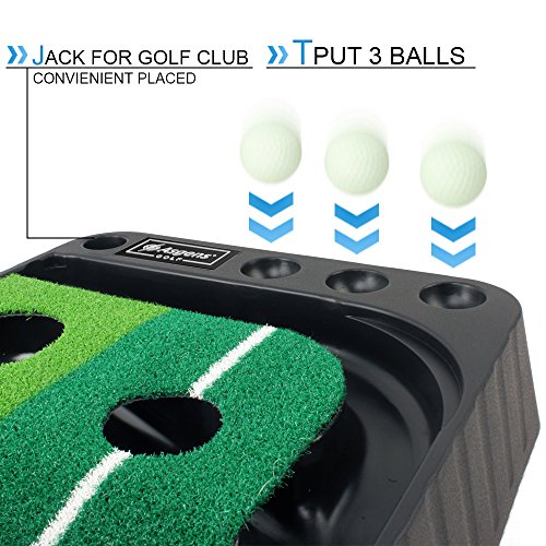 Asgens Golf Putting Trainer (3 Bolas Gratis), tapete de Golf de césped de Dos Colores con Pista de Retorno de Bola Gruesa y función automática.