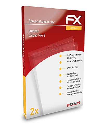 atFoliX Película Protectora Compatible con Jumper EZpad Pro 8 Lámina Protectora de Pantalla, antirreflejos y amortiguadores FX Protector Película (2X)
