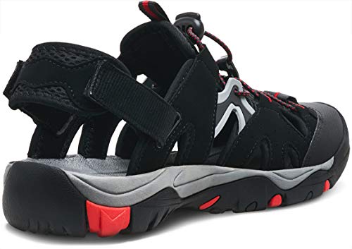 ATIKA Sandalias de senderismo para hombre con sistema de dedos cerrados, ligeras sandalias deportivas adecuadas para caminar, trailing, senderismo, zapatos de agua en verano, color Negro, talla 41 EU