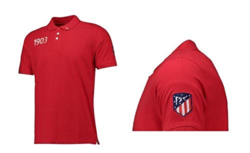 Atlético de Madrid Polo Rojo - 1903 Blanco con Escudo Nuevo en la Manga Izquierda - Producto Original (M)