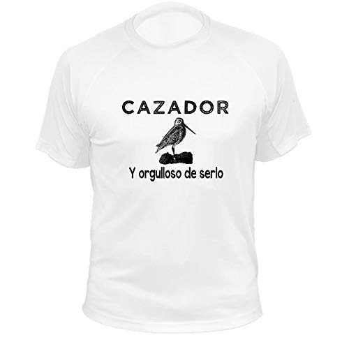 AtooDog Camiseta de Caza Cazador y Orgulloso de Serlo - Ideas Regalos - Becada (30227, Blanco, 3a)
