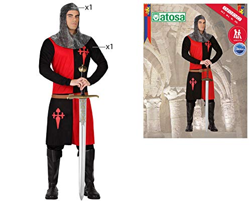ATOSA disfraz caballero cruzadas hombre adulto rojo negro M