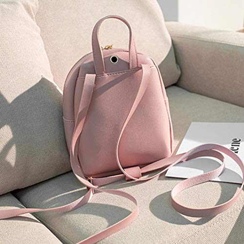 Atrumly Lady Mini bolso de hombro de moda pequeña mochila con agujero para auriculares (rosa)