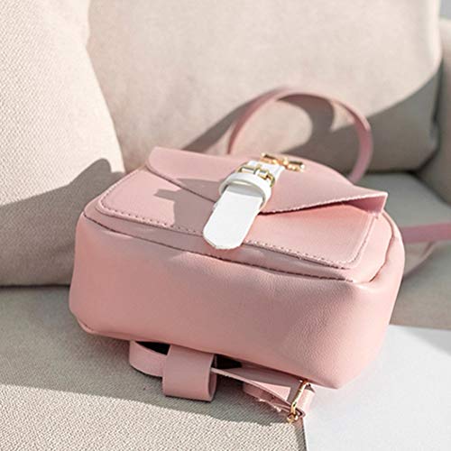 Atrumly Lady Mini bolso de hombro de moda pequeña mochila con agujero para auriculares (rosa)