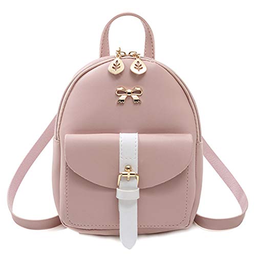 Atrumly Lady Mini bolso de hombro de moda pequeña mochila con agujero para auriculares (rosa)