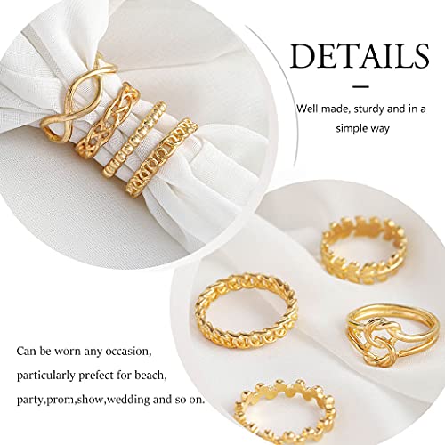 Aukmla Juego de anillos de nudillos bohemios de oro con diseño de mal de ojo, apilables, de tamaño medio, para mujeres y niñas, 13 unidades