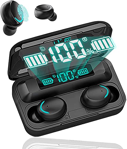 Auriculares Inalambricos Auriculares Bluetooth 5.1 con Micrófonos，Cascos Inalambricos IPX7 Impermeable Auriculares Inalambricos Deportivos con ENC Reducción de Ruido para Android e iOS (Negro)