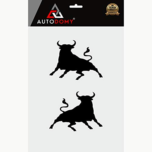 Autodomy Pegatinas Toro Saltando Toro Español Pack 2 Unidades para Coche o Moto (Negro)