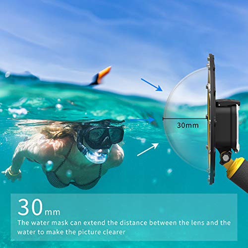 AuyKoo Puerto Domo para GoPro Hero 10 Hero 9 Black,Impermeable Carcasa Submarino Puerto Caso Cubierta Lente Cámara Protector con Mango de Bobber Flotante+Gatillo Accesorio para GoPro 10 9 Black