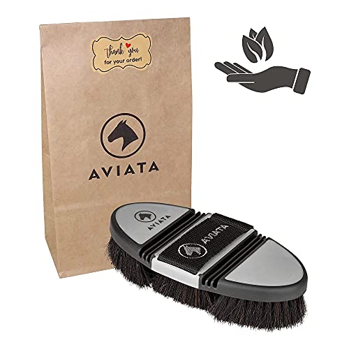 AVIATA Cepillo ErgoFlex para caballos, con pelo de crin, suave, para limpieza, cuidado y cambio de pelaje