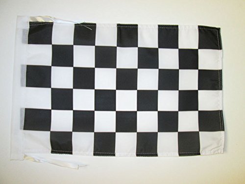 AZ FLAG Bandera A Cuadros Negros Y Blancos 45x30cm - BANDERINA DE Carreras AUTOMOVILES - Negro Y Blanco 30 x 45 cm cordeles