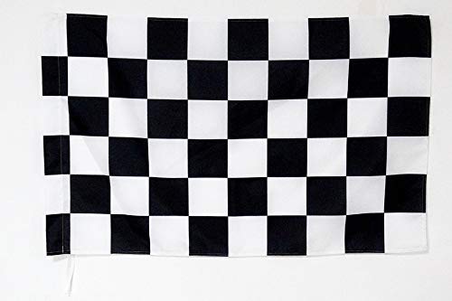AZ FLAG Bandera DE Carrera A Cuadros Negros Y Blancos 90x60cm para Palo - Bandera Fin DE Carrera 60 x 90 cm