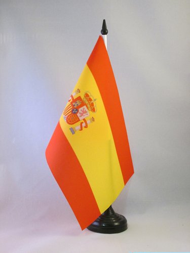 AZ FLAG Bandera de Mesa de ESPAÑA 21x14cm - BANDERINA de DESPACHO ESPAÑOLA 14 x 21 cm