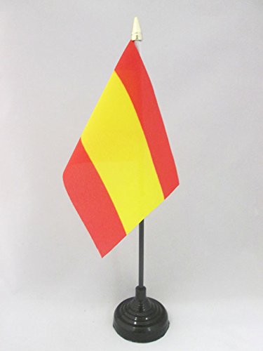 AZ FLAG Bandera de Mesa de ESPAÑA SIN Armas 15x10cm - BANDERINA de DESPACHO ESPAÑOLA SIN Escudo 10 x 15 cm Punta Dorada
