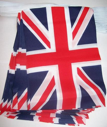 AZ FLAG Guirnalda 4 Metros 20 Banderas del Reino Unido 15x10cm - Bandera Inglesa - BRITANICA – UK 10 x 15 cm - BANDERINES
