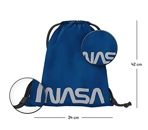 baagl Bolsa de deporte para niños, bolsa impermeable para zapatos para niños, escuela y guardería, bolsa de deporte, A, NASA azul., 34x42cm