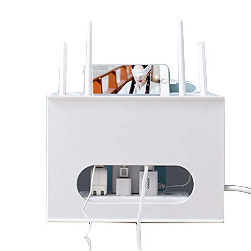 Baldas flotantes Router Caja De Almacenamiento del Router WiFi Caja De Acabado De Zócalo Caja De Almacenamiento De Escritorio Soporte De TV Móvil (Color : Gray, Size : 29 * 21 * 20cm)