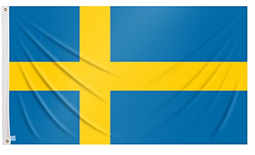 Bandera sueca reforzada de 90x150cm, con dos ojales de metal, bandera Suecia