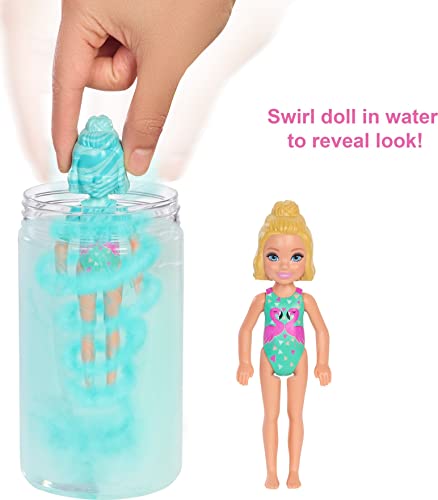 Barbie Chelsea Color Reveal Arena y Sol, muñeca sorpresa con accesorios de moda de verano de juguete (Mattel GTT25)