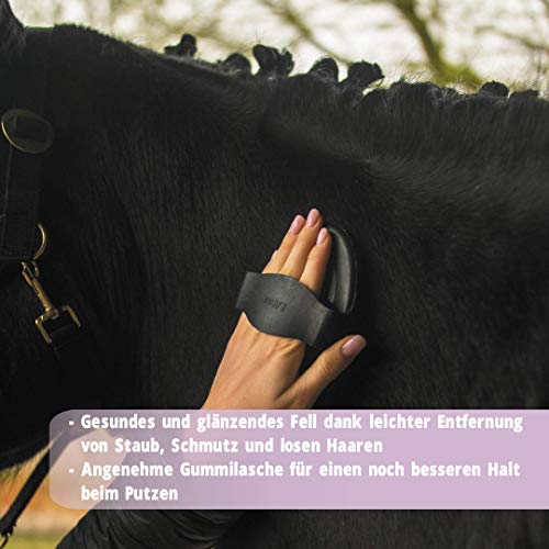 Barra de goma pequeña para niños, color negro, con lengüeta de goma, cepillo para limpiar, limpieza y masaje para caballos (7 cm x 12 cm)