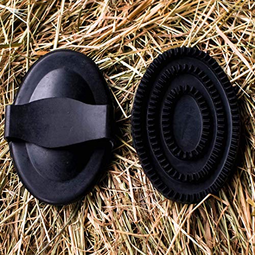 Barra de goma pequeña para niños, color negro, con lengüeta de goma, cepillo para limpiar, limpieza y masaje para caballos (7 cm x 12 cm)
