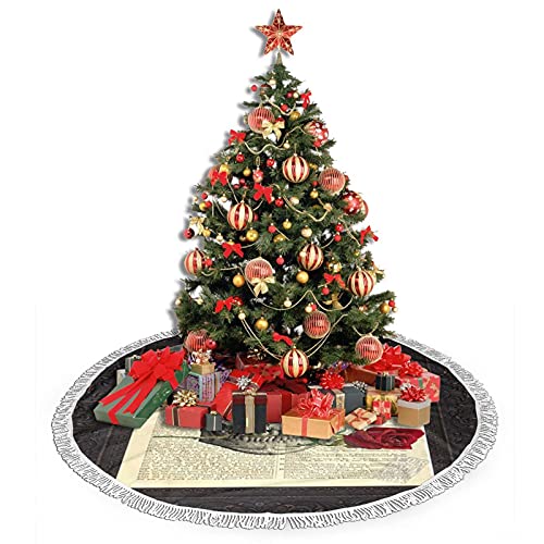 Base de falda de árbol de Navidad, diseño de calavera con rosa en los dientes de Diccionario Inglés Francés Decoración Decoración Decoración de Borla Fiesta 30"