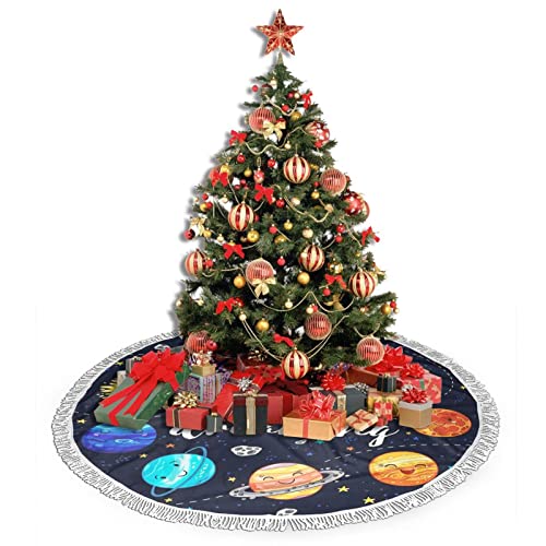 Base para falda de árbol de Navidad, con diseño de texto en inglés "Saying Never Stor"