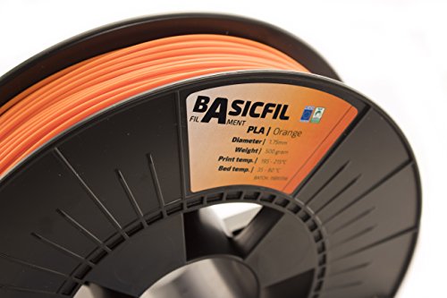 Basicfil PLA 1.75mm, 500 gr Filamento de Impresión 3D, Naranja