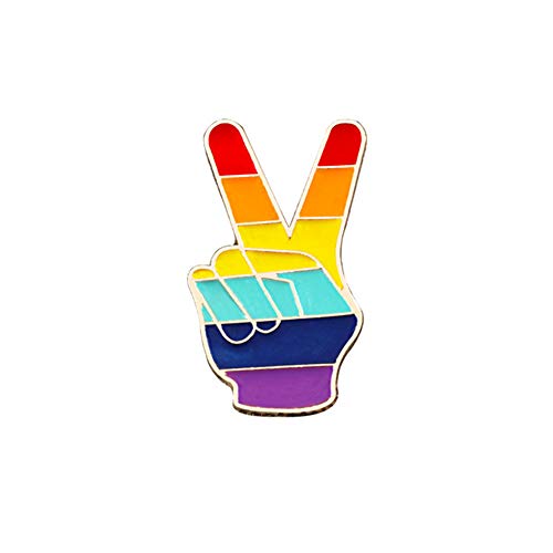 BBLL Broche Zinc Alloych Alfileres de Arcoiris Colorido Corazón Bandera Dedo Esmalte Pin de Solapa Orgullo Gay Insignia Decoración de Dibujos Animados   Victoria