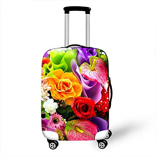 BBOOXX 3D Fundas de Maleta Carretilla Estuche Protector Personalidad Cuadrado Las Flores Impresión Espesar Viajar Equipaje Luggage Cover D-M(22-24 Inch)