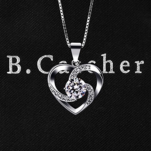 B.Catcher Collar Mujer corazón Plata 925 Colgante ''Amor a Primera Vista'' con San Valentín Regalo Originales Cadena 45cm Longitud