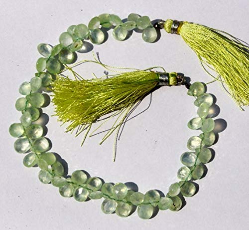 Beads Gemstone 6-9 mm Natural Prehnite Gemstone Faceted Pear Briolette Beads 4 Inches Code-HIGH-42623