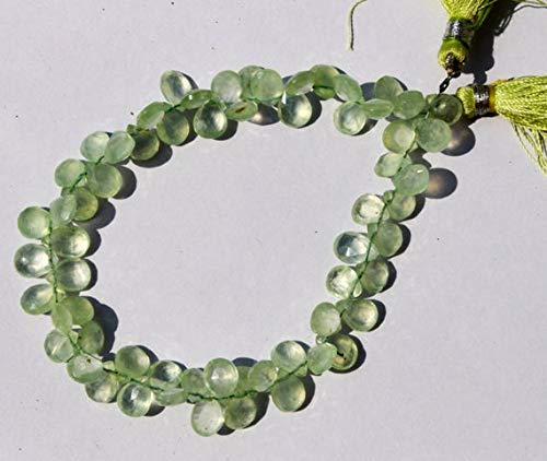 Beads Gemstone 6-9 mm Natural Prehnite Gemstone Faceted Pear Briolette Beads 4 Inches Code-HIGH-42623
