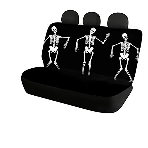 Belidome Fundas de asiento de coche con diseño de calavera de esqueleto, protector de accesorios de coche, fácil de instalar, color negro