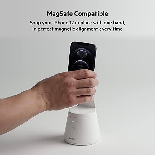 Belkin soporte magnético para teléfono con seguimiento de cara (compatible con MagSafe, base para smartphone con rastreo de movimiento para creadores de contenido, funciona con la serie iPhone 13)