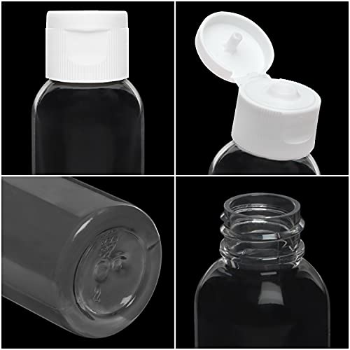 Belle Vous Botellas Plastico Transparente Tapa Abatible (Pack de 30) Botes Plastico 60 ml Reutilizables Vacíos para Apretar - Botes Viaje Rellenables, Cosméticos, Acondicionador, Loción, Champú y Mas