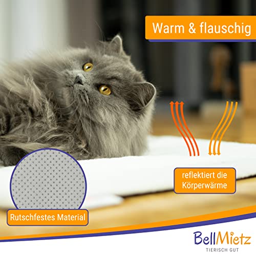 BellMietz® Manta autocalentable para gatos [hecha a mano en Europa] – 45 x 60 cm grande manta con calefacción, acogedora y suave Eco Sherpa manta eléctrica para gatos y perros