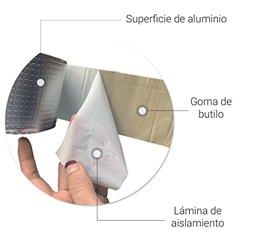 Belltop - Cinta de Butilo impermeable autoadhesiva - Cinta de aluminio super resistente para goteras o grietas (20mm x 5metros)