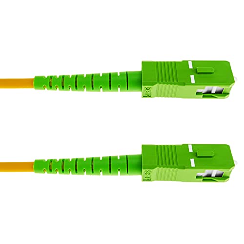 BeMatik - Cable de Fibra óptica SC/APC a SC/APC monomodo SMF SX OS2 simplex 9/125 blindado Amarillo de 20 m