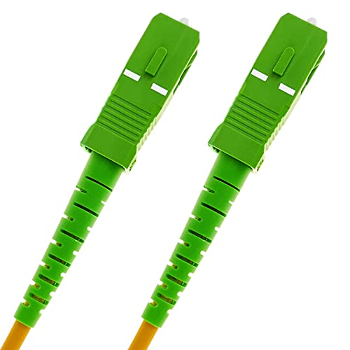 BeMatik - Cable de Fibra óptica SC/APC a SC/APC monomodo SMF SX OS2 simplex 9/125 blindado Amarillo de 20 m