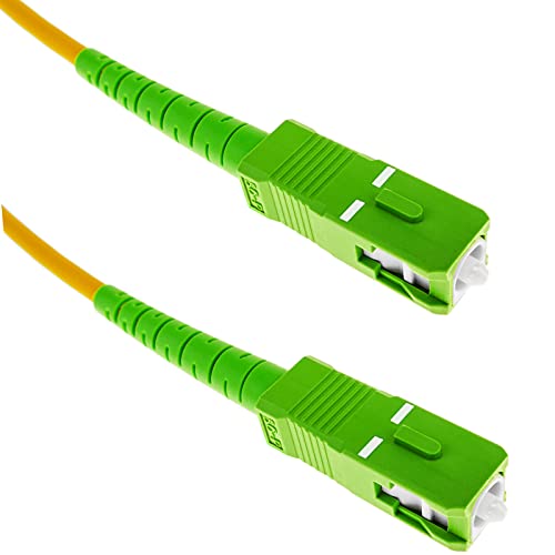 BeMatik - Cable de Fibra óptica SC/APC a SC/APC monomodo SMF SX OS2 simplex 9/125 blindado Amarillo de 20 m