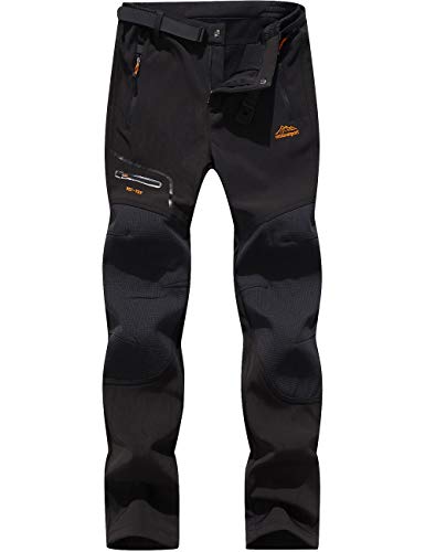 BenBoy Pantalones de Nieve Montaña Mujer Impermeables Invierno Calentar Pantalones Trekking Escalada Senderismo Esquiar Softshell,KZ1672W-Black3-XL
