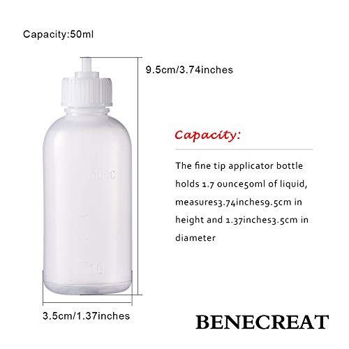 BENECREAT 12 Pack 50ml(1.7 Onzas) Multi Propósito DIY Precisión Punta de Aguja Aplicador Botellas Aplicador de Pegamento, Botella de Aceite