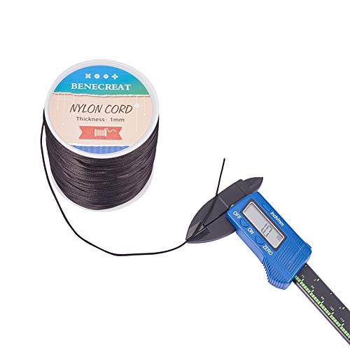 BENECREAT 200m 1mm Cordón de Seda para Collar Pulsera Cuerda de Seda de Cuentas Cuerda de Reborde para Joyería Negra