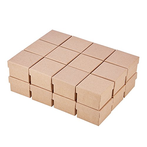 BENECREAT 24 Pack Cajas de Cartón Kraft para Anillo 5x5x3cm Pequeña Caja de Regalo para Cumpleaños Boda Festival Día de San Valentín