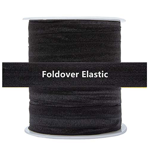 BENECREAT 30m 15mm Cinta Plegable Elástica Negra Cuerda Elástica de Nylón Banda Elástica de Alta Elasticidad para Costura y Manualidad
