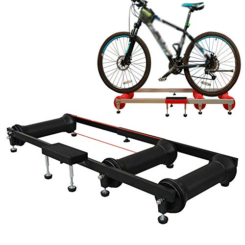 Berkalash Plataforma de entrenamiento de aluminio para bicicleta de montaña, plataforma de equitación, patinete, entrenador de equitación, accesorio de entrenamiento (negro)